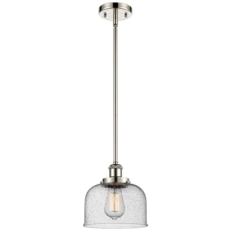 Image 1 Ballston Urban Bell 8" Polished Nickel Stemmed Mini Pendant w/ Seedy S