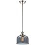Ballston Urban Bell 8" Polished Nickel Stemmed Mini Pendant w/ Smoke S
