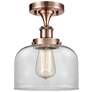 Ballston Urban Bell  8" Semi-Flush Mount - Antique Copper - Clear Shad