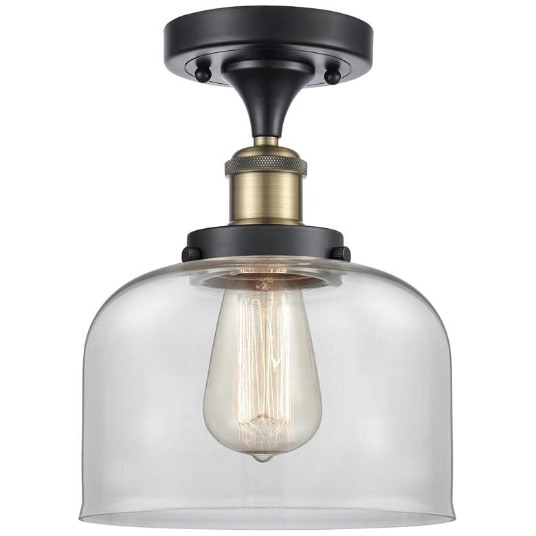 Image 1 Ballston Urban Bell 8" Semi-Flush Mount - Black Antique Brass - Clear