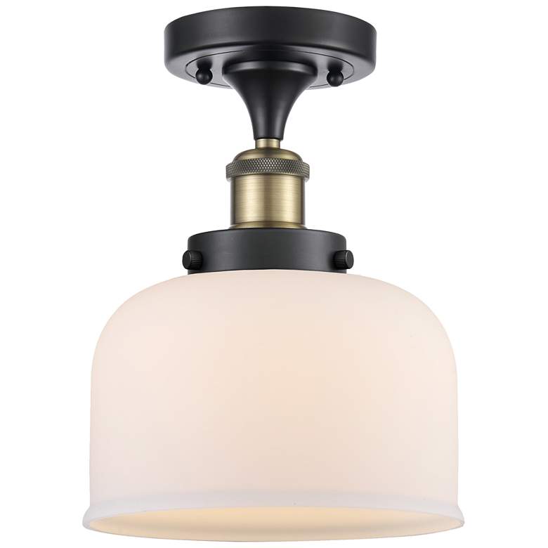 Image 1 Ballston Urban Bell 8" Semi-Flush Mount - Black Brass - Matte White