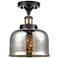 Ballston Urban Bell  8" Semi-Flush Mount - Black Brass - Silver Mercur