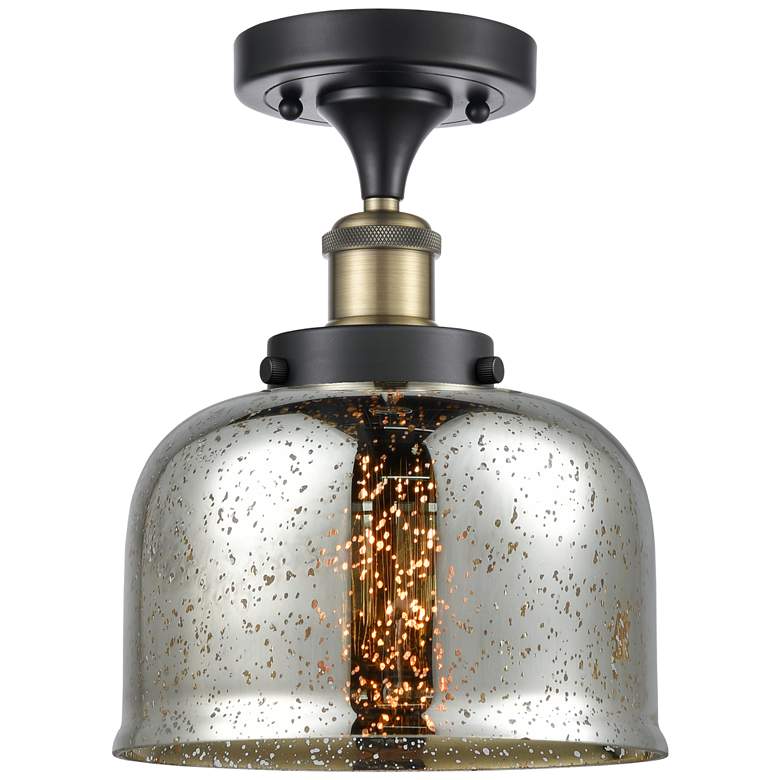 Image 1 Ballston Urban Bell  8 inch Semi-Flush Mount - Black Brass - Silver Mercur