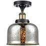 Ballston Urban Bell  8" Semi-Flush Mount - Black Brass - Silver Mercur
