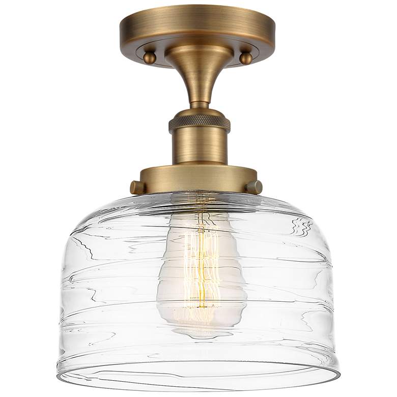 Image 1 Ballston Urban Bell 8" Semi-Flush Mount - Brushed Brass - Clear Deco