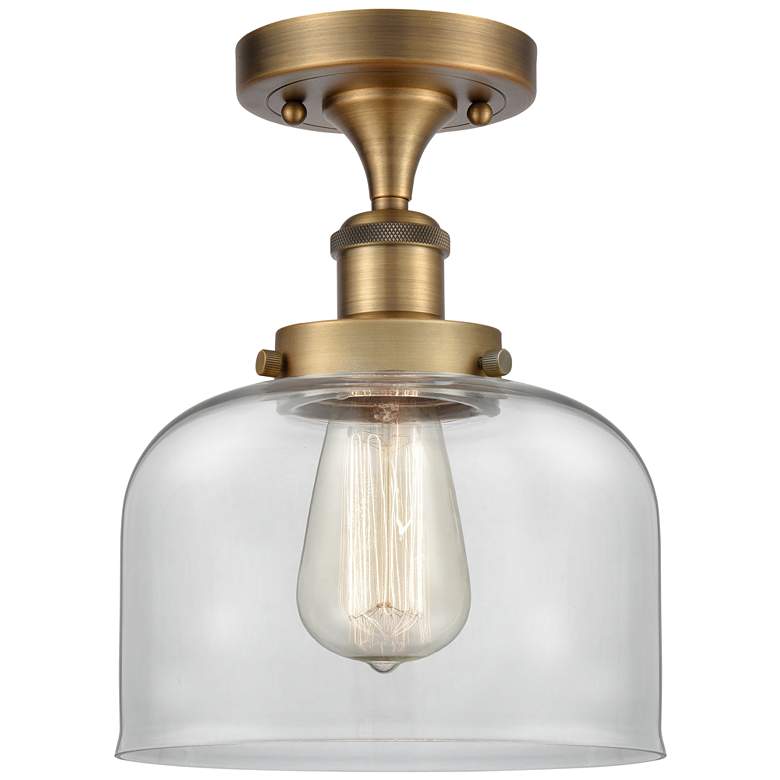 Image 1 Ballston Urban Bell 8" Semi-Flush Mount - Brushed Brass - Clear Shade