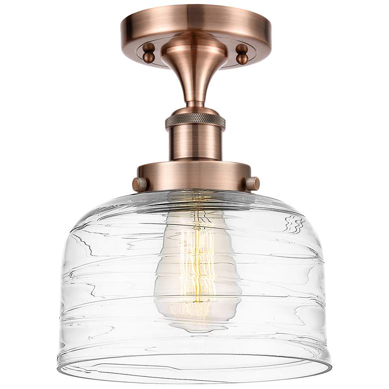 Image 1 Ballston Urban Bell 8" Semi-Flush Mount - Copper - Clear Deco Swirl
