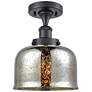 Ballston Urban Bell  8" Semi-Flush Mount - Matte Black - Silver Mercur