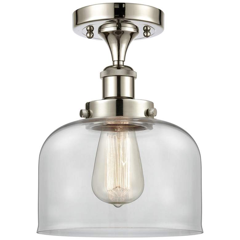 Image 1 Ballston Urban Bell  8 inch Semi-Flush Mount - Polished Nickel - Clear Sha