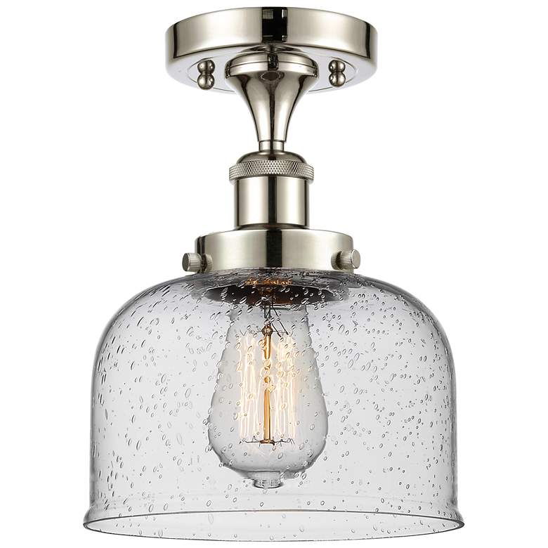 Image 1 Ballston Urban Bell 8" Semi-Flush Mount - Polished Nickel - Seedy Sha