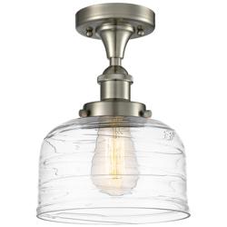 Ballston Urban Bell  8" Semi-Flush Mount - Satin Nickel - Clear Deco S