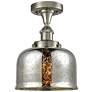 Ballston Urban Bell  8" Semi-Flush Mount - Satin Nickel - Silver Mercu