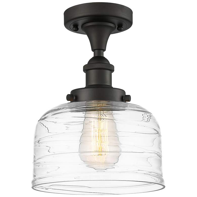 Image 1 Ballston Urban Bell 8" Semi-Flush - Oil Rubbed Bronze - Clear Deco Sw