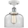 Ballston Urban Bell 8" White Chrome LED Semi-Flush w/ Clear Shade