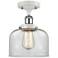 Ballston Urban Bell 8" White Chrome Semi-Flush w/ Clear Shade