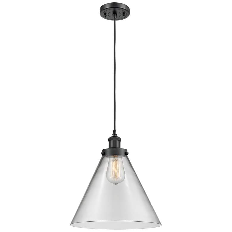 Image 1 Ballston Urban Cone 10" Black LED Corded Mini Pendant w/ Clear Shade