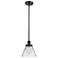 Ballston Urban Cone 10" Black LED Stem Hung Mini Pendant w/ Clear Shad