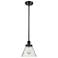 Ballston Urban Cone 10" Black LED Stem Hung Mini Pendant w/ Seedy Shad