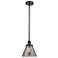 Ballston Urban Cone 10" Black LED Stem Hung Mini Pendant w/ Smoke Shad