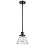 Ballston Urban Cone 10" Bronze LED Stem Hung Mini Pendant w/ Seedy Sha