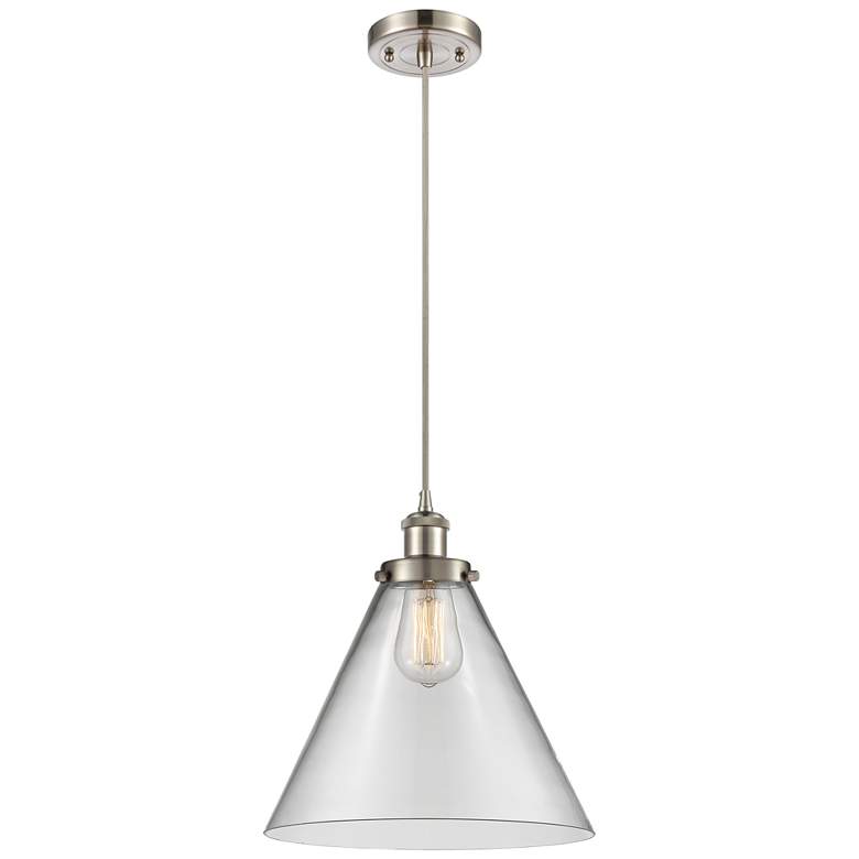 Image 1 Ballston Urban Cone 10" Nickel LED Corded Mini Pendant w/ Clear Shade