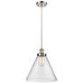 Ballston Urban Cone 10" Nickel LED Corded Mini Pendant w/ Seedy Shade