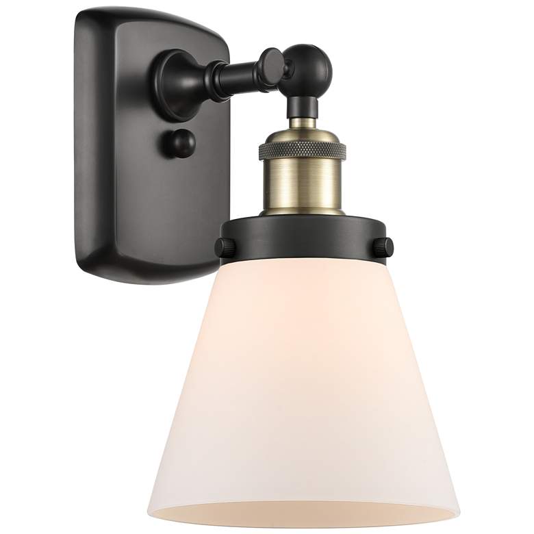 Image 1 Ballston Urban Cone 11" High Black Brass Sconce w/ Matte White Shade