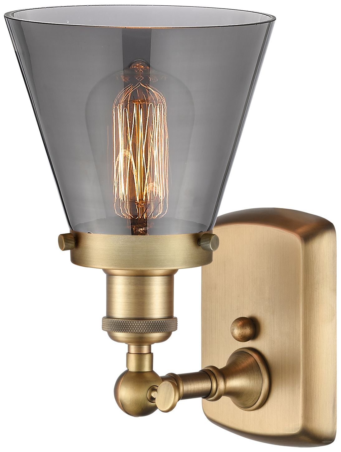 Image 3 Ballston Urban Cone 11" High Brushed Brass Sconce w/ Plated Smoke Shad more views