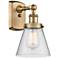Ballston Urban Cone 11" High Brushed Brass Sconce w/ Seedy Shade