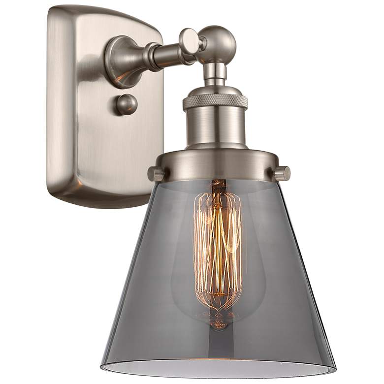 Image 1 Ballston Urban Cone 11" High Brushed Nickel Sconce w/ Smoke Shade