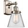 Ballston Urban Cone 11" High Brushed Satin Nickel Sconce w/ Clear Shad