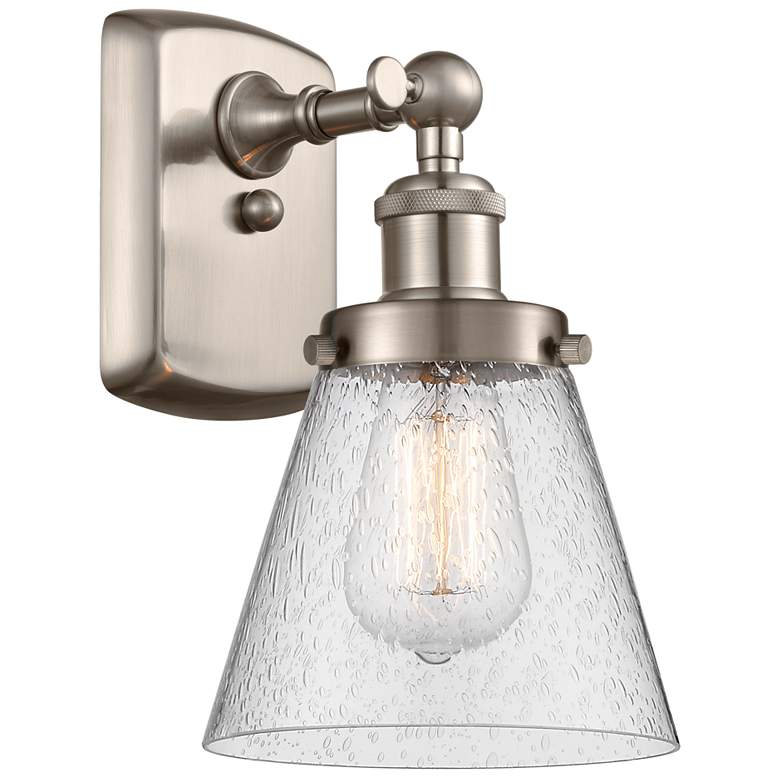 Image 1 Ballston Urban Cone 11" High Brushed Satin Nickel Sconce w/ Seedy Shad