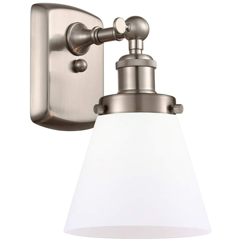 Image 1 Ballston Urban Cone 11" High Brushed Satin Nickel Sconce w/ White Shad