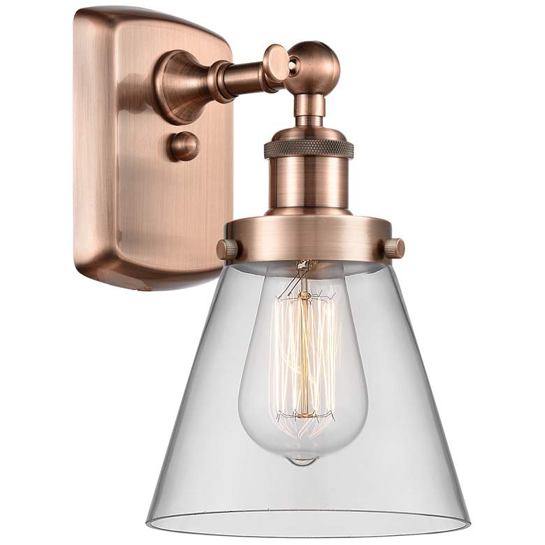 Image 1 Ballston Urban Cone 11" High Copper Sconce w/ Clear Shade