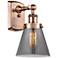 Ballston Urban Cone 11" High Copper Sconce w/ Plated Smoke Shade