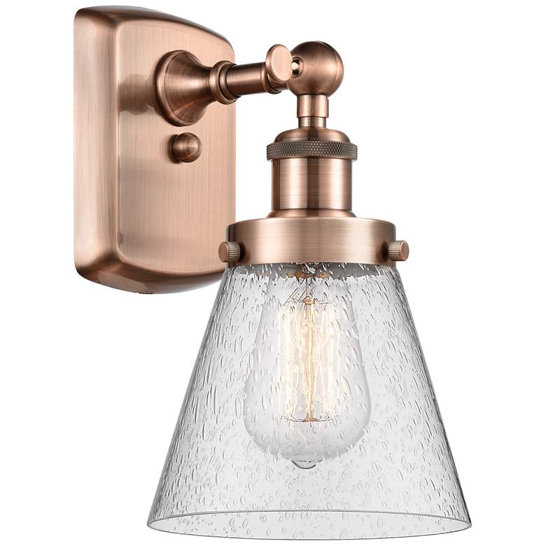 Image 1 Ballston Urban Cone 11" High Copper Sconce w/ Seedy Shade