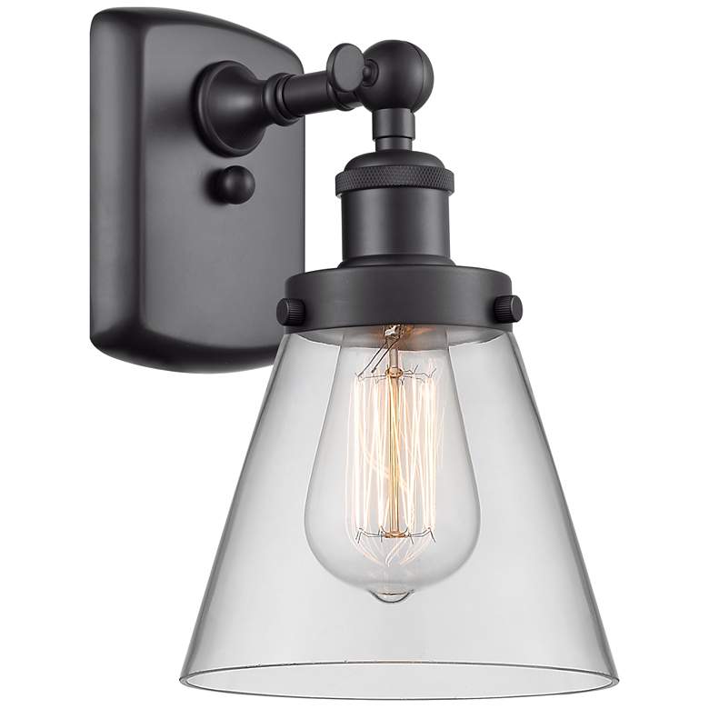 Image 1 Ballston Urban Cone 11" High Matte Black Sconce w/ Clear Shade