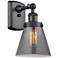 Ballston Urban Cone 11" High Matte Black Sconce w/ Plated Smoke Shade