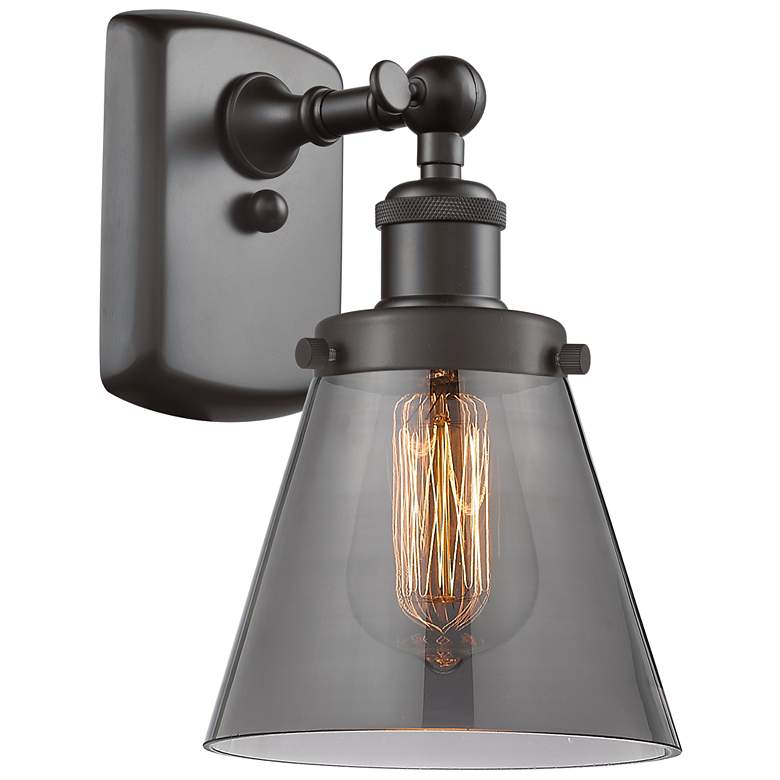 Image 1 Ballston Urban Cone 11" High Oil Rubbed Bronze Sconce w/ Plated Smoke