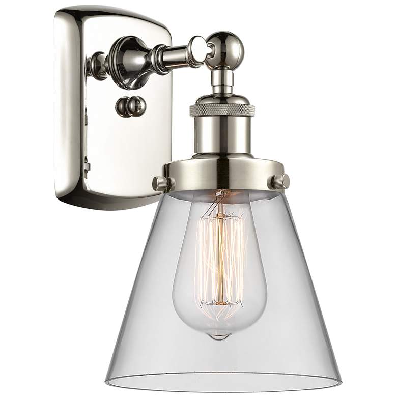 Image 1 Ballston Urban Cone 11" High Polished Nickel Sconce w/ Clear Shade