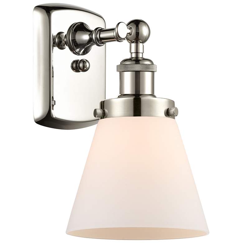 Image 1 Ballston Urban Cone 11" High Polished Nickel Sconce w/ Matte White Sha