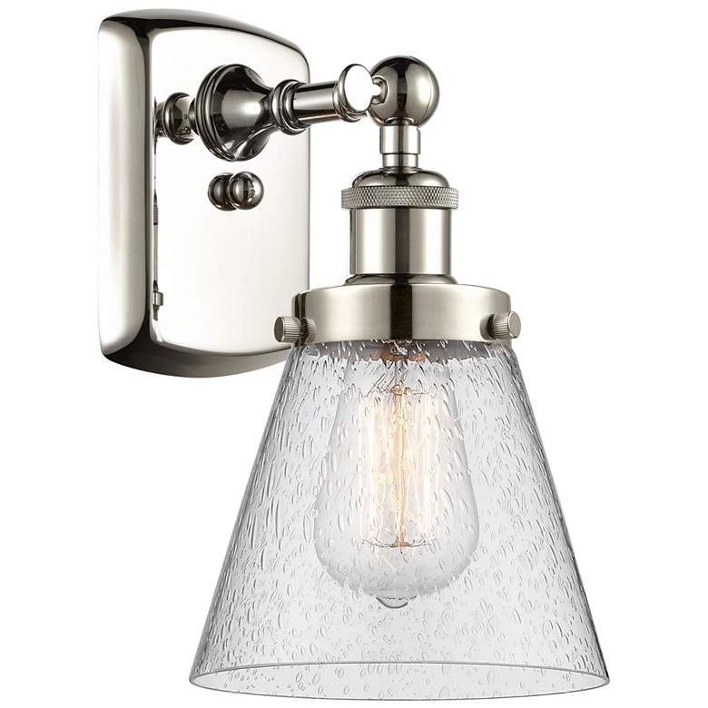 Image 1 Ballston Urban Cone 11" High Polished Nickel Sconce w/ Seedy Shade
