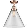 Ballston Urban Cone  12" LED Semi-Flush Mount - Antique Copper - Clear