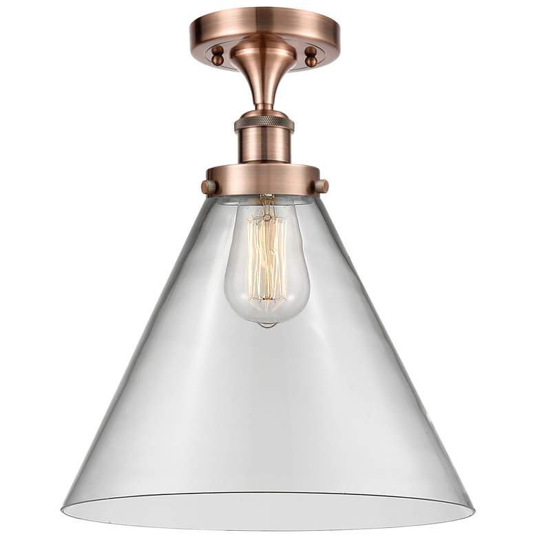 Image 1 Ballston Urban Cone 12" LED Semi-Flush Mount - Antique Copper - Clear