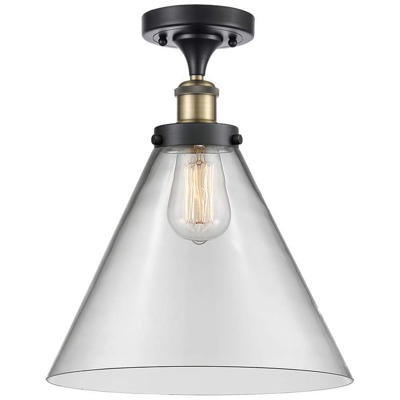 Image 1 Ballston Urban Cone 12" LED Semi-Flush Mount - Black Antique Brass -