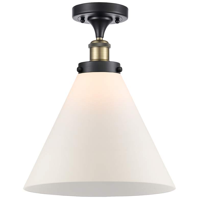 Image 1 Ballston Urban Cone 12" LED Semi-Flush Mount - Black Brass - Matte Wh