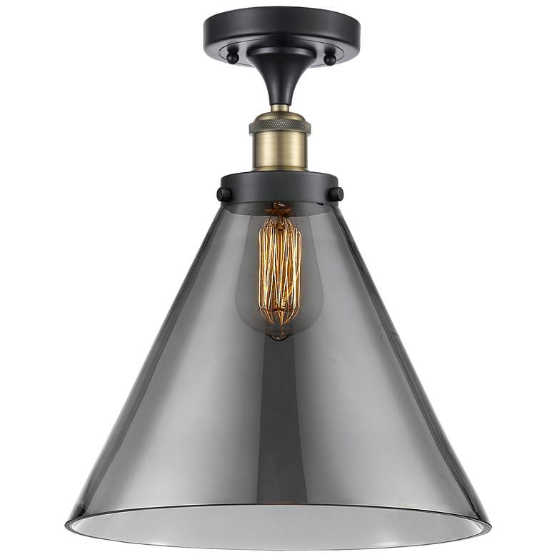 Image 1 Ballston Urban Cone  12 inch LED Semi-Flush Mount - Black Brass - Plated S
