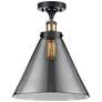 Ballston Urban Cone  12" LED Semi-Flush Mount - Black Brass - Plated S