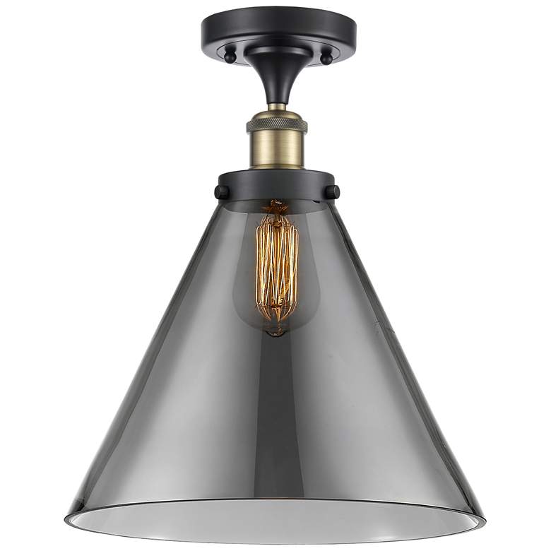 Image 1 Ballston Urban Cone 12" LED Semi-Flush Mount - Black Brass - Plated S