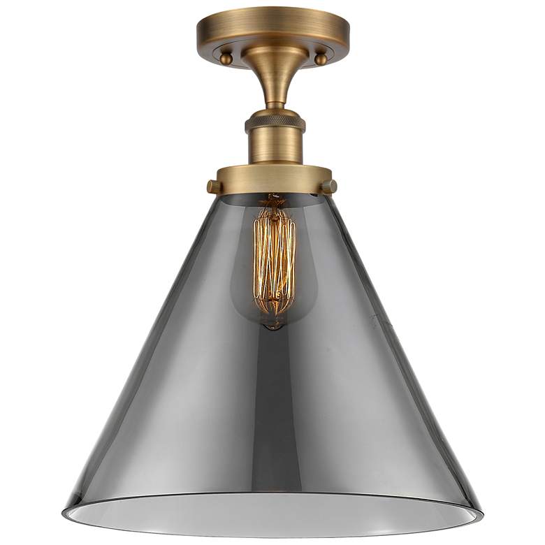 Image 1 Ballston Urban Cone 12" LED Semi-Flush Mount - Brass - Plated Smoke